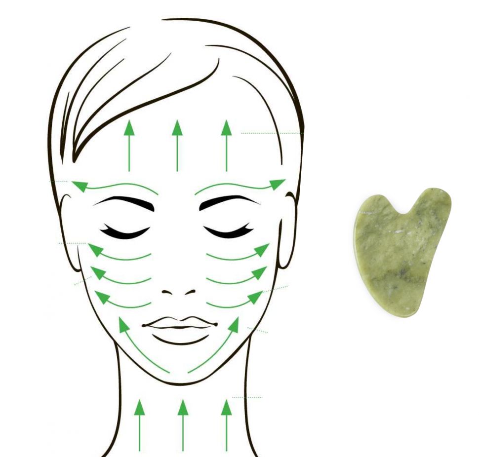 Скребок гуаша для лица из натурального нефрита зеленый Mizomed Jade Essence